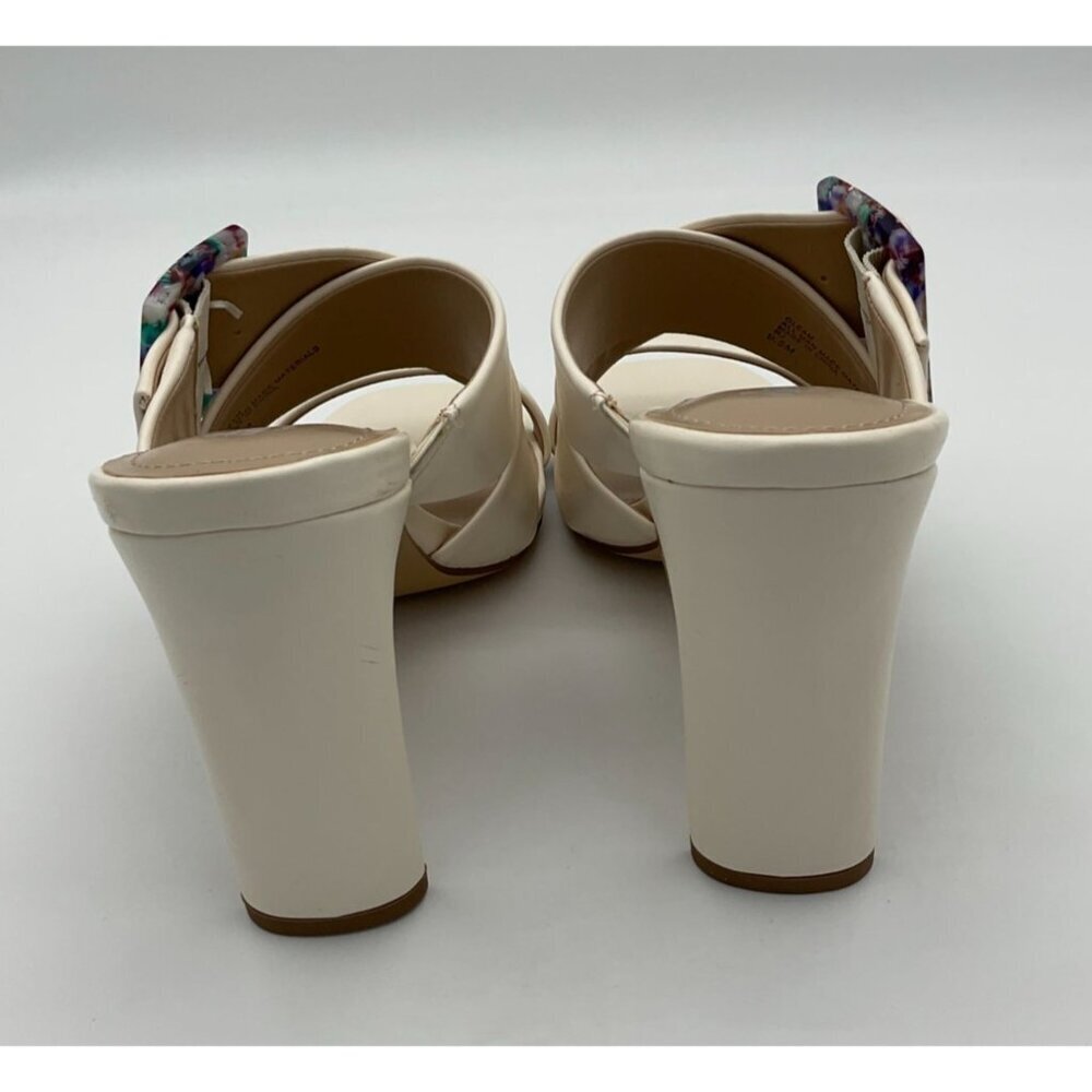 Charles David Gleam Slide Off White Heeled Sandal Colorful Buckle 9.5M NWT - Picture 5 of 11